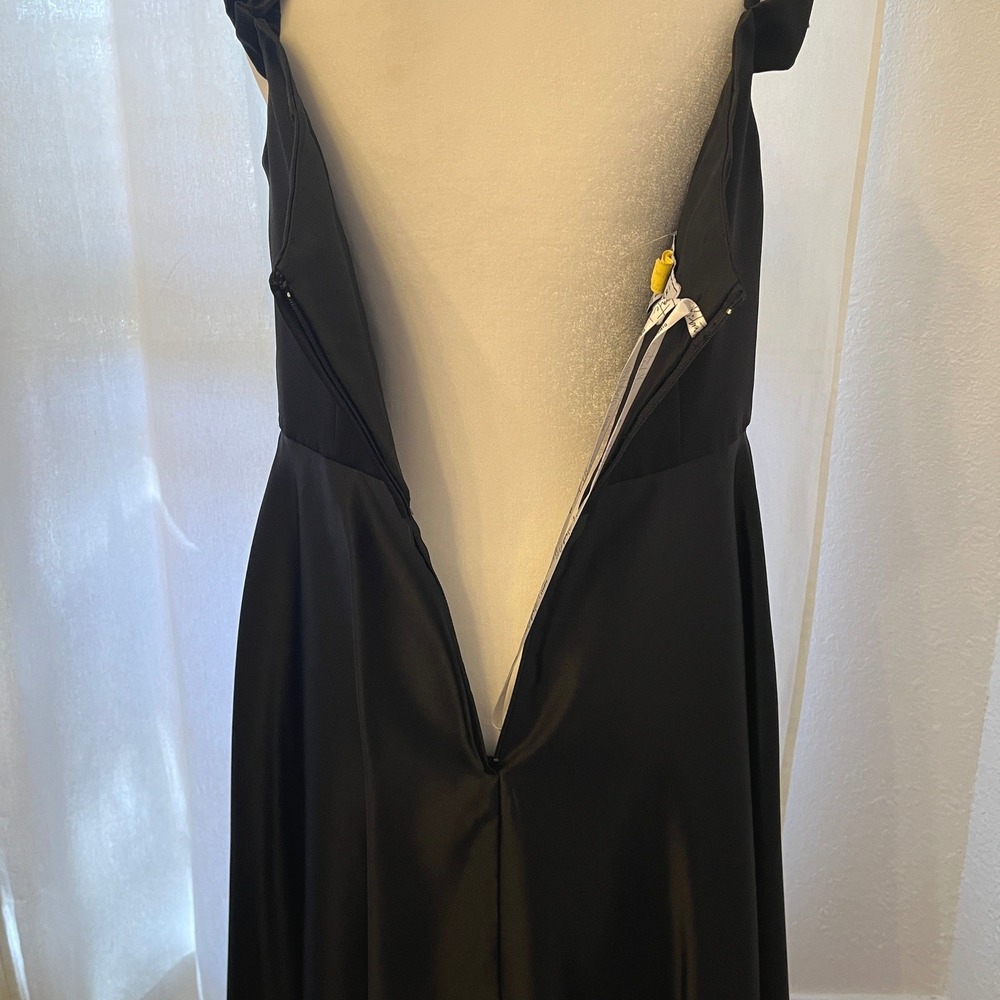 DB Studio Satin Off Shoulder Formal Gown Dress 14 Bridesmaid Maxi F20134 Black - Picture 9 of 16